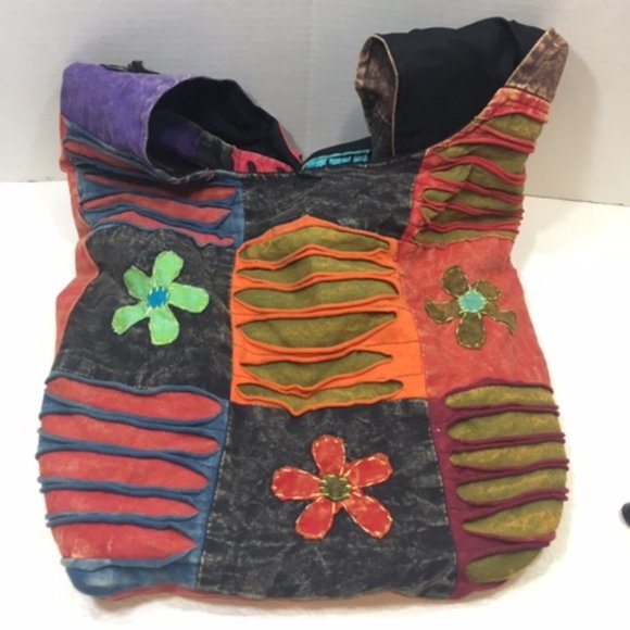 Rising International Cotton HOBO Tie Dyed Floral Shoulder Bag Nepal - Picture 1 of 14